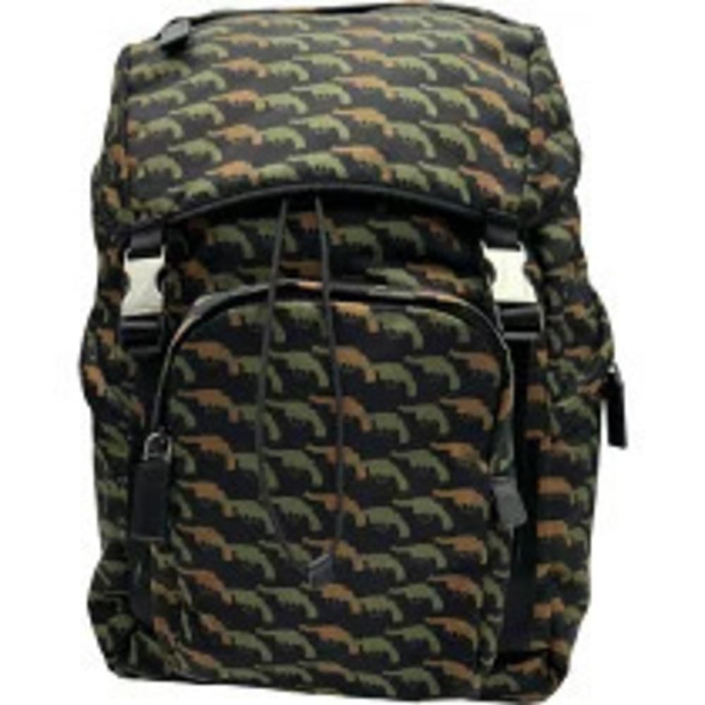 Prada Drawstring Backpack Black Khaki Green Daypack